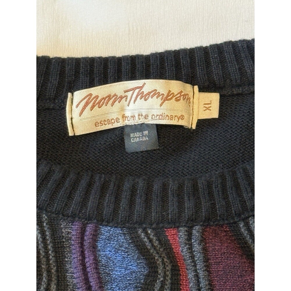 Vintage Coogi Style Sweater Mens XL Textured Knit Striped Canada Norm Thompson - Picture 2 of 10